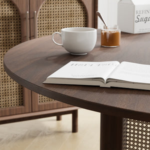 HomeRoots 52" Walnut Wood Rounded Bar Table - Modern Bistro Style, Space-Saving Design for Dining & Entertaining 712257