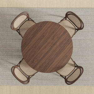 HomeRoots 52" Walnut Wood Rounded Bar Table - Modern Bistro Style, Space-Saving Design for Dining & Entertaining 712257