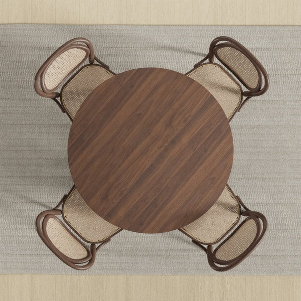 HomeRoots 52" Walnut Wood Rounded Bar Table - Modern Bistro Style, Space-Saving Design for Dining & Entertaining 712257