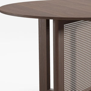 HomeRoots 52" Walnut Wood Rounded Bar Table - Modern Bistro Style, Space-Saving Design for Dining & Entertaining 712257