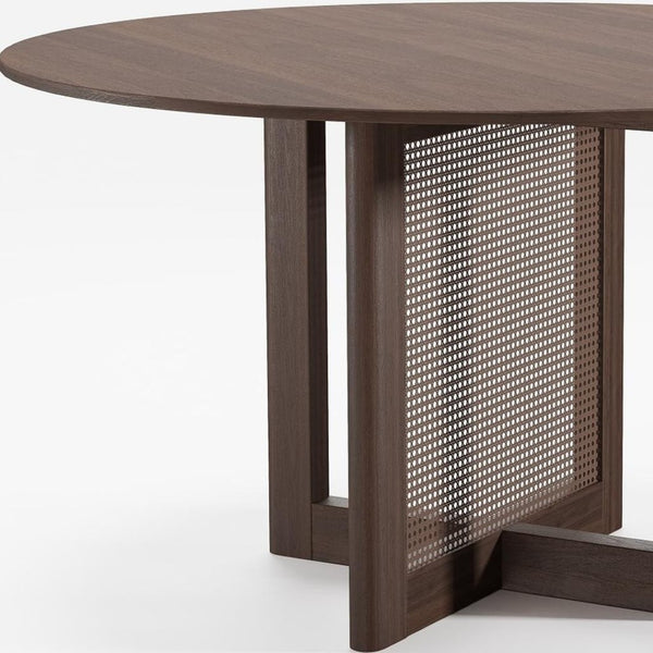 HomeRoots 67" Walnut Wood Oval Bar Table - Stylish High-Top Design for Entertaining & Dining - Ample Seating! 712258
