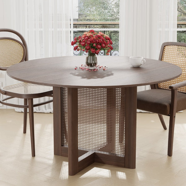 HomeRoots 67" Walnut Wood Oval Bar Table - Stylish High-Top Design for Entertaining & Dining - Ample Seating! 712258