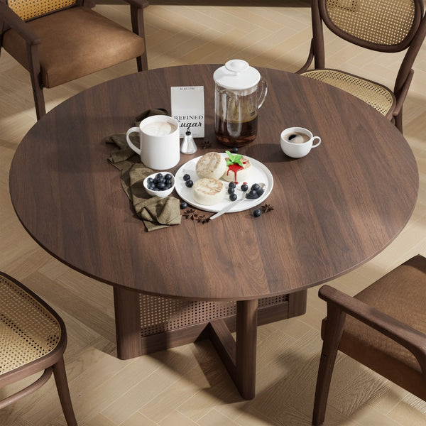 HomeRoots 67" Walnut Wood Oval Bar Table - Stylish High-Top Design for Entertaining & Dining - Ample Seating! 712258