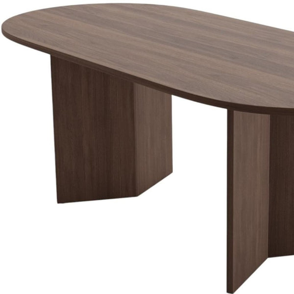 67 Inch Oval Solid Wood Dining Table with Double Pedestal Base Seats Six for Elegant Gatherings