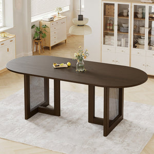 HomeRoots 79" Unfinished Wood Oval Bar Table - Stylish Farmhouse Charm, Customizable, Seats 8, Durable Design 712263