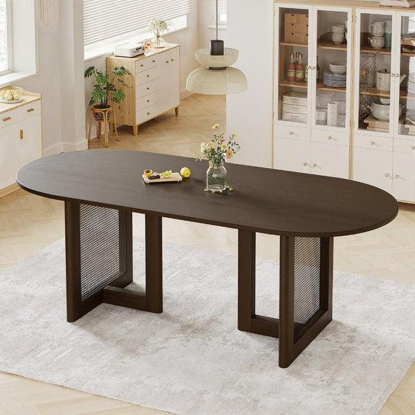HomeRoots 79" Unfinished Wood Oval Bar Table - Stylish Farmhouse Charm, Customizable, Seats 8, Durable Design 712263