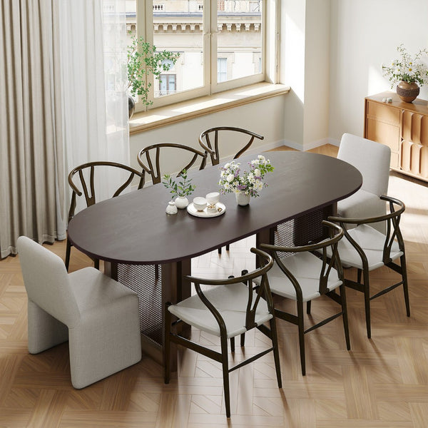HomeRoots 79" Unfinished Wood Oval Bar Table - Stylish Farmhouse Charm, Customizable, Seats 8, Durable Design 712263
