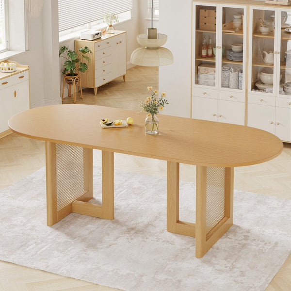 HomeRoots 79" Black Wood Oval Bar Table – Stylish Dining Solution for 8, Perfect for Home Bars & Restaurants 712264