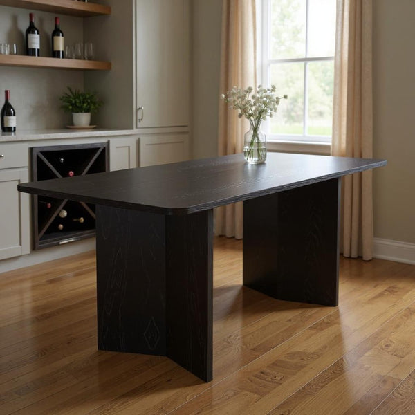 HomeRoots 79" Walnut Oval Bar Table - Elegant Double Pedestal Design for Dining, Bars & Home Entertaining 712267