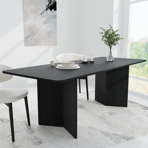 HomeRoots 79" Walnut Oval Bar Table - Elegant Double Pedestal Design for Dining, Bars & Home Entertaining 712267