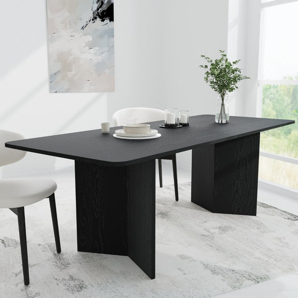HomeRoots 79" Walnut Oval Bar Table - Elegant Double Pedestal Design for Dining, Bars & Home Entertaining 712267