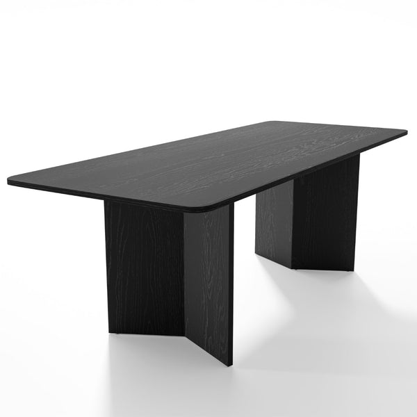 HomeRoots 79" Walnut Oval Bar Table - Elegant Double Pedestal Design for Dining, Bars & Home Entertaining 712267