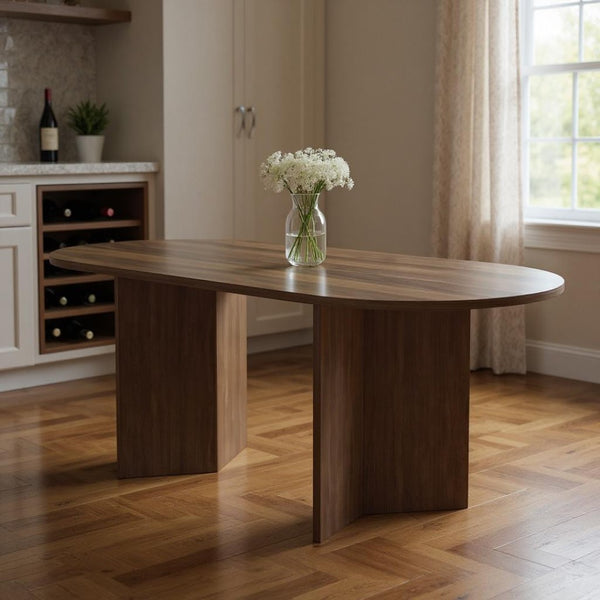 HomeRoots 79" Unfinished Wood Oval Bar Table – Customizable Dining Furniture for Gatherings with 8 Seats 712268