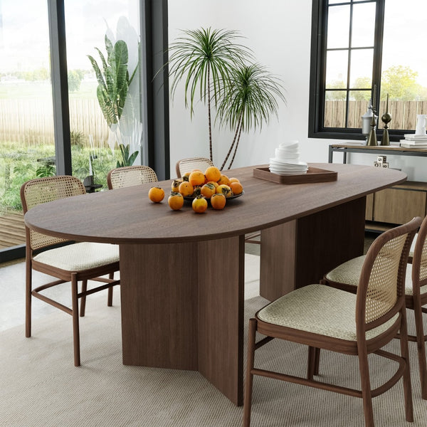 HomeRoots 79" Unfinished Wood Oval Bar Table – Customizable Dining Furniture for Gatherings with 8 Seats 712268