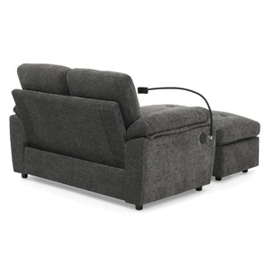 English Elm Leisure Chenille Two Seat Reclining Sofa with Usb Port Storage Ottoman Padded Armrests Gray W487S00522