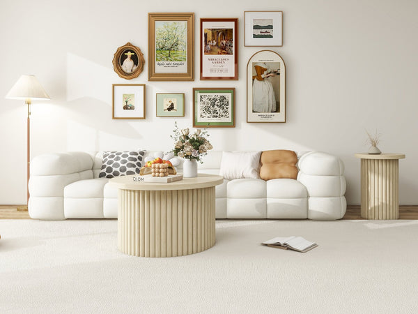 English Elm Coffee Table Set Of 2 - Modern Round Accent Tables For Stylish Living Room & Small Apartments W688P248113