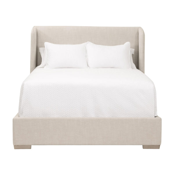 Essentials for Living Stewart Wingback Upholstered Linen Blend Bed Frame with Slanted Headboard for Elegant Bedrooms Standard King 7126-3.BISQ/NG
