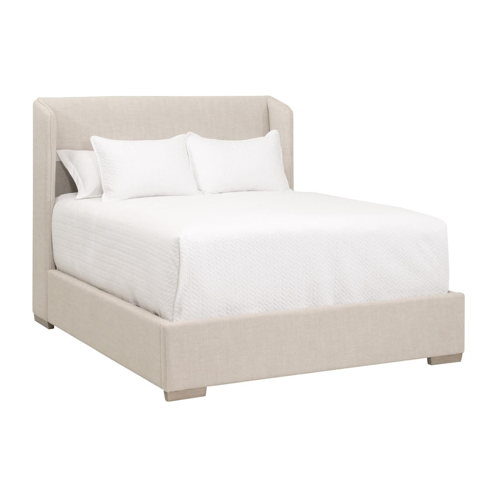 Essentials for Living Stewart Wingback Upholstered Linen Blend Bed Frame with Slanted Headboard for Elegant Bedrooms Standard King 7126-3.BISQ/NG