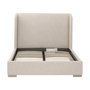 Essentials for Living Stewart Wingback Upholstered Linen Blend Bed Frame with Slanted Headboard for Elegant Bedrooms Standard King 7126-3.BISQ/NG