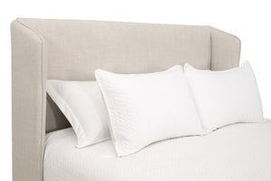 Essentials for Living Stewart Wingback Upholstered Linen Blend Bed Frame with Slanted Headboard for Elegant Bedrooms Standard King 7126-3.BISQ/NG