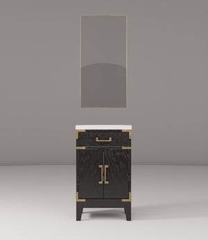 English Elm Black Oak Single Bath Vanity With Acrylic Countertop & 18" Mirror - Perfect For Compact Spaces! B2731S02120
