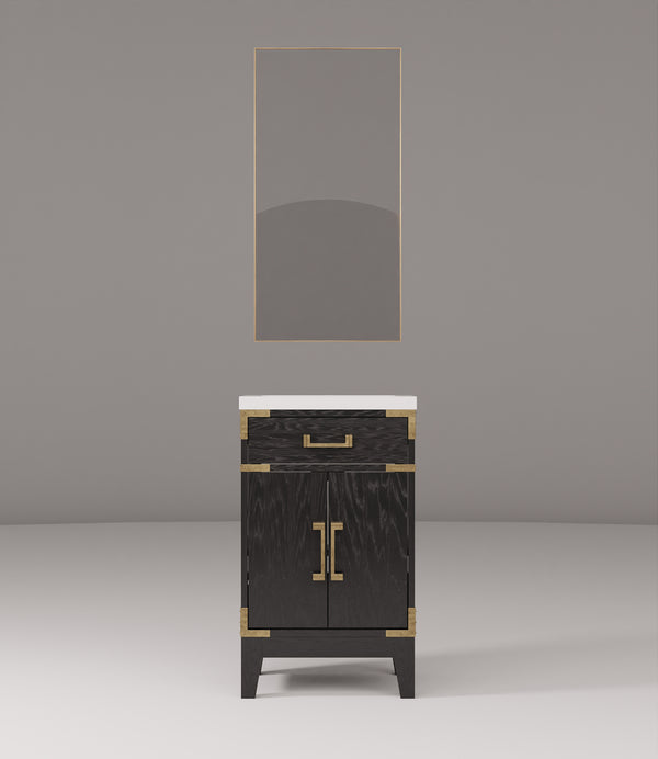 English Elm Black Oak Single Bath Vanity With Acrylic Countertop & 18" Mirror - Perfect For Compact Spaces! B2731S02120