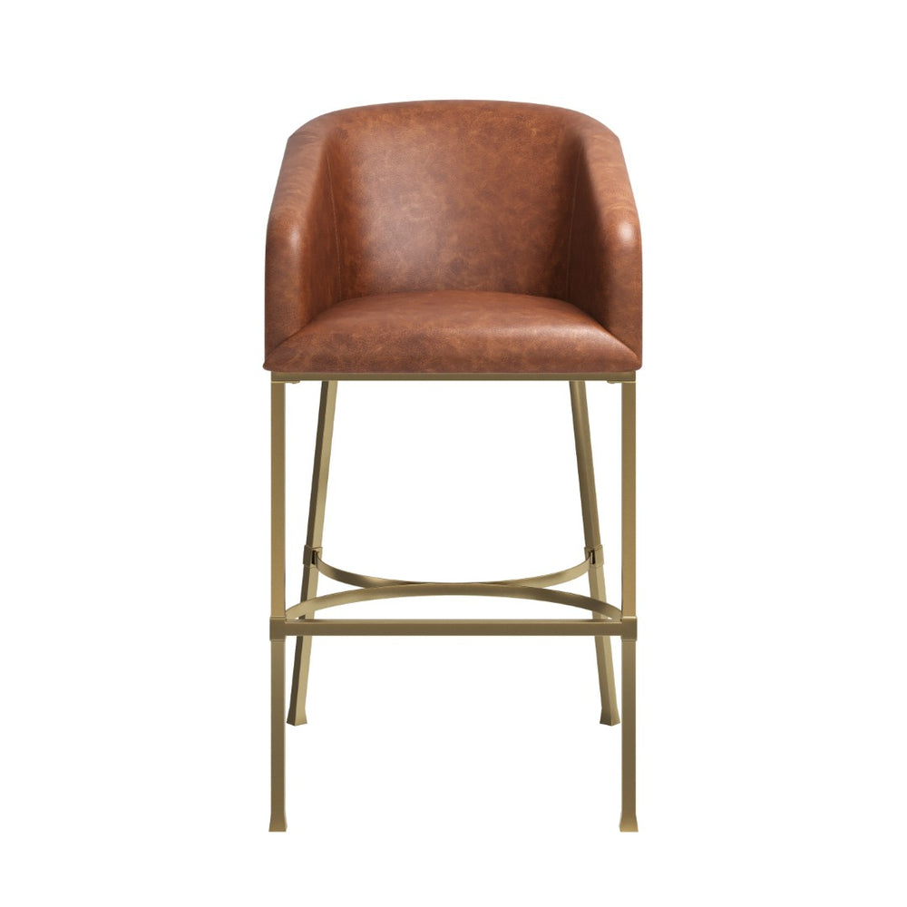 HomeRoots 26" Brown and Gold Counter Height Bar Chair - Stylish, Comfortable, and Durable Seating for Your Home 712635