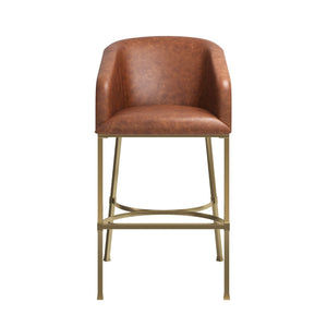 HomeRoots 26" Brown and Gold Counter Height Bar Chair - Stylish, Comfortable, and Durable Seating for Your Home 712635