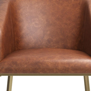 HomeRoots 26" Brown and Gold Counter Height Bar Chair - Stylish, Comfortable, and Durable Seating for Your Home 712635
