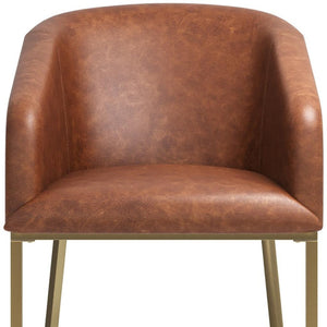 HomeRoots 26" Brown and Gold Counter Height Bar Chair - Stylish, Comfortable, and Durable Seating for Your Home 712635