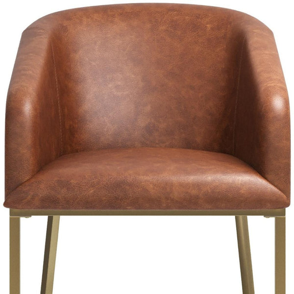 HomeRoots 26" Brown and Gold Counter Height Bar Chair - Stylish, Comfortable, and Durable Seating for Your Home 712635