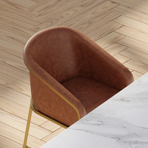 HomeRoots 31" Elegant White and Gold Low Back Bar Chair with Fabric Seat - Modern Design for Kitchen & Bar 712636
