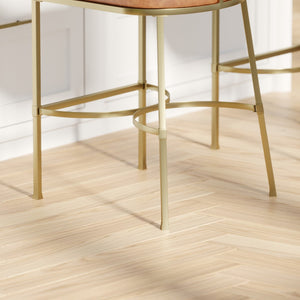 HomeRoots 31" Elegant White and Gold Low Back Bar Chair with Fabric Seat - Modern Design for Kitchen & Bar 712636