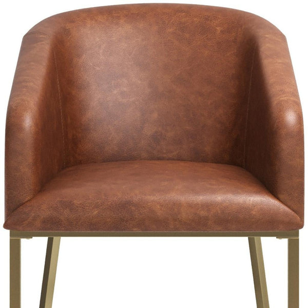 HomeRoots 31" Elegant White and Gold Low Back Bar Chair with Fabric Seat - Modern Design for Kitchen & Bar 712636