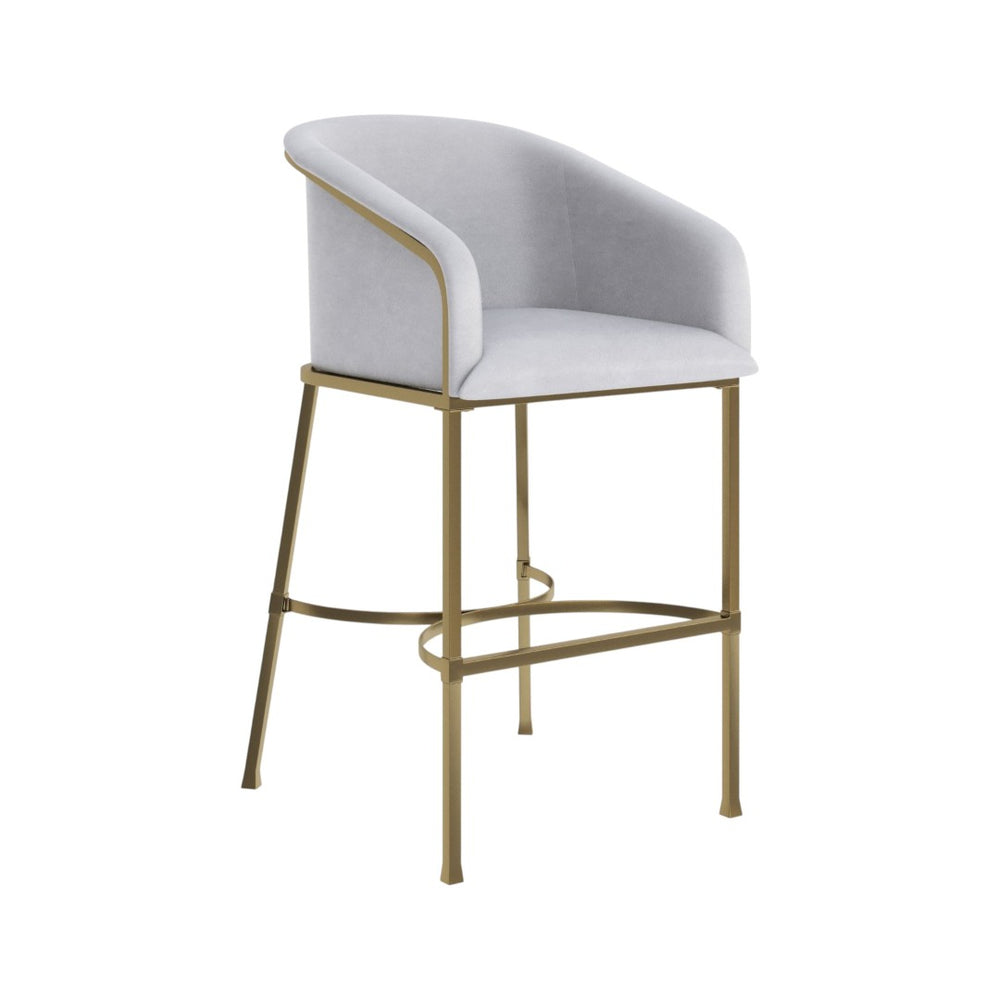 HomeRoots 26" Chic White and Gold Low Back Bar Chair – Stylish, Space-Saving Design for Modern Dining Spaces 712637