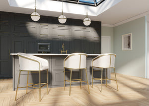 HomeRoots 26" Chic White and Gold Low Back Bar Chair – Stylish, Space-Saving Design for Modern Dining Spaces 712637