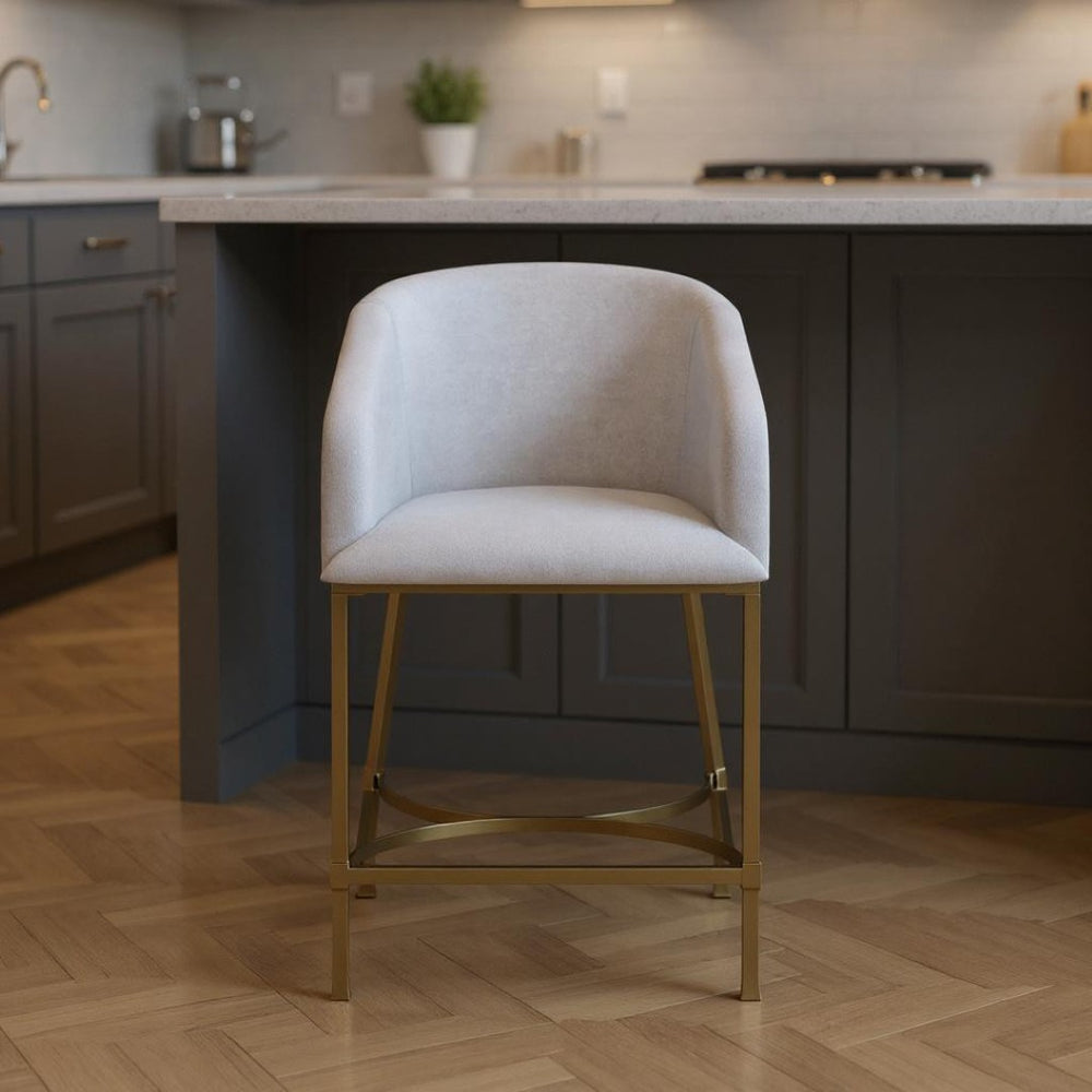 HomeRoots 31" Chic Brown and Gold Low-Back Bar Chair – Modern Design, Comfortable Bucket Seat for Kitchen & Bar 712638