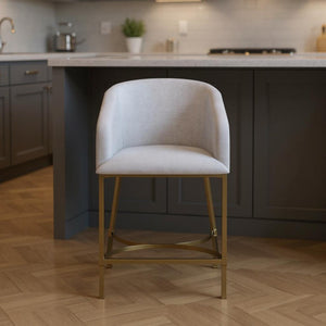 HomeRoots 31" Chic Brown and Gold Low-Back Bar Chair – Modern Design, Comfortable Bucket Seat for Kitchen & Bar 712638