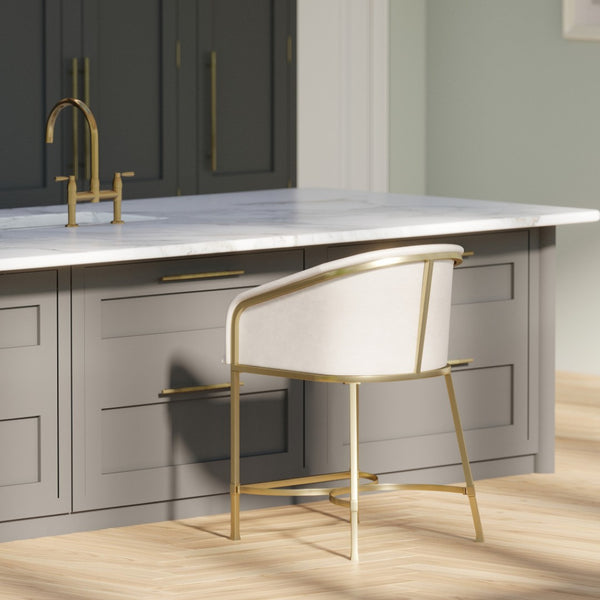 HomeRoots 31" Chic Brown and Gold Low-Back Bar Chair – Modern Design, Comfortable Bucket Seat for Kitchen & Bar 712638