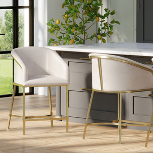 HomeRoots 31" Chic Brown and Gold Low-Back Bar Chair – Modern Design, Comfortable Bucket Seat for Kitchen & Bar 712638