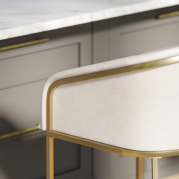HomeRoots 31" Chic Brown and Gold Low-Back Bar Chair – Modern Design, Comfortable Bucket Seat for Kitchen & Bar 712638
