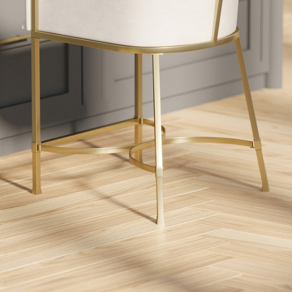 HomeRoots 31" Chic Brown and Gold Low-Back Bar Chair – Modern Design, Comfortable Bucket Seat for Kitchen & Bar 712638