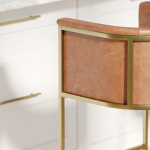 HomeRoots 26" Chic Brown & Gold Low Back Bar Chair - Stylish Counter-Height Seating for Modern Spaces 712639