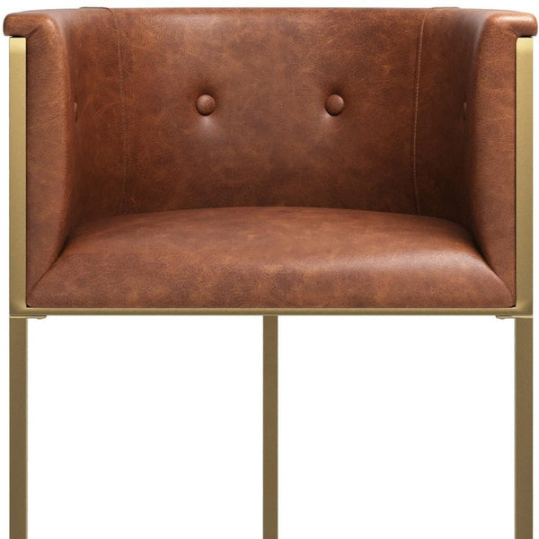 HomeRoots 26" Chic Brown & Gold Low Back Bar Chair - Stylish Counter-Height Seating for Modern Spaces 712639