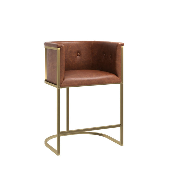 HomeRoots 31" Gray and Gold Bar Stool - Modern Low Back Chair for Kitchen, Home Bar, and Dining Nook Comfort 712640