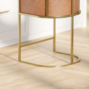 HomeRoots 31" Gray and Gold Bar Stool - Modern Low Back Chair for Kitchen, Home Bar, and Dining Nook Comfort 712640