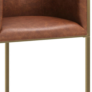 HomeRoots 31" Gray and Gold Bar Stool - Modern Low Back Chair for Kitchen, Home Bar, and Dining Nook Comfort 712640