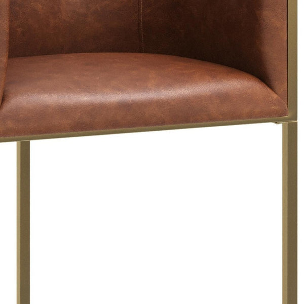 HomeRoots 31" Gray and Gold Bar Stool - Modern Low Back Chair for Kitchen, Home Bar, and Dining Nook Comfort 712640