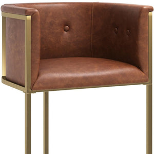 HomeRoots 31" Gray and Gold Bar Stool - Modern Low Back Chair for Kitchen, Home Bar, and Dining Nook Comfort 712640