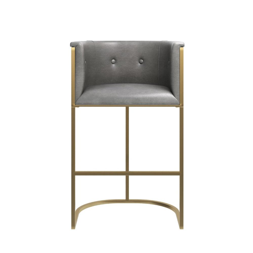 HomeRoots 26" Gray and Gold Armless Counter Height Bar Chair – Chic Modern Design for Kitchen & Dining Spaces 712641